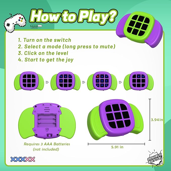 Tic Tac Toe Game,3 in 1 Electronic Handheld Game for Kids,Travel Toy,Electronic Board Games,Educational Toy for Kids,Birthday for 3+ Year Old Boys and Girls (1PCS Random Color)