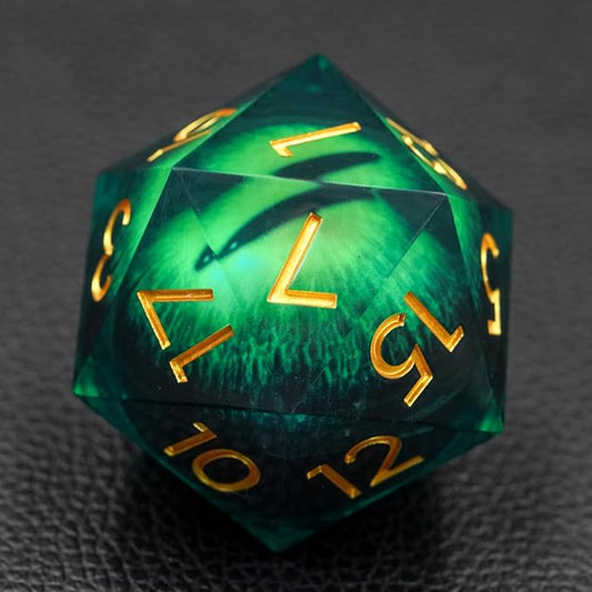 Dungeons and Dragons DND Dice D20, Moving Eyeball Liquid Core Dice Set D&D 33MM Oversized D20 Single Sharp Edge Resin dice with Gift Case, Polyhedral Dice for Role Playing Game