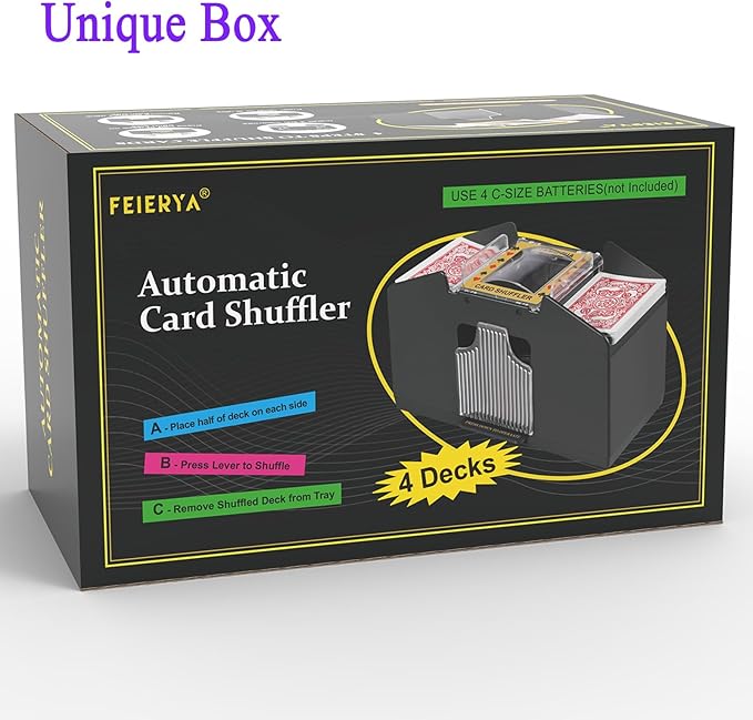 Automatic Card Shuffler 4 Deck,Battery-Operated Electric UNO Poker Shuffler,Playing Card Shuffler for Home Card Game,Travel