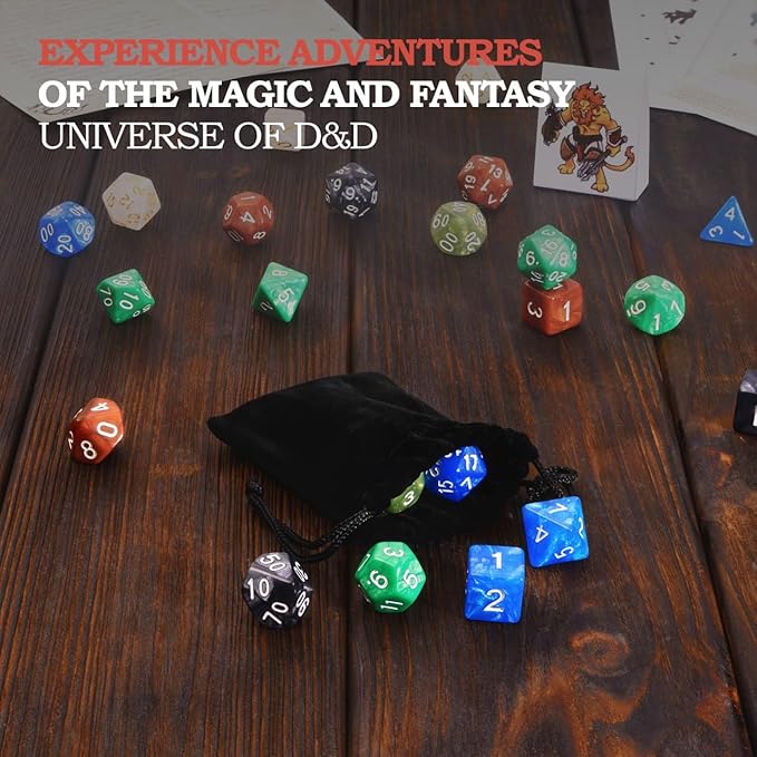 Dungeons and Dragons Essentials Kit - Starter Set Bundled with 6 Dice Sets, Flannel Bags, Figures, Heroes, Master Screen, Printable Materials - DND 5th Edition Tabletop Board Game for Beginner