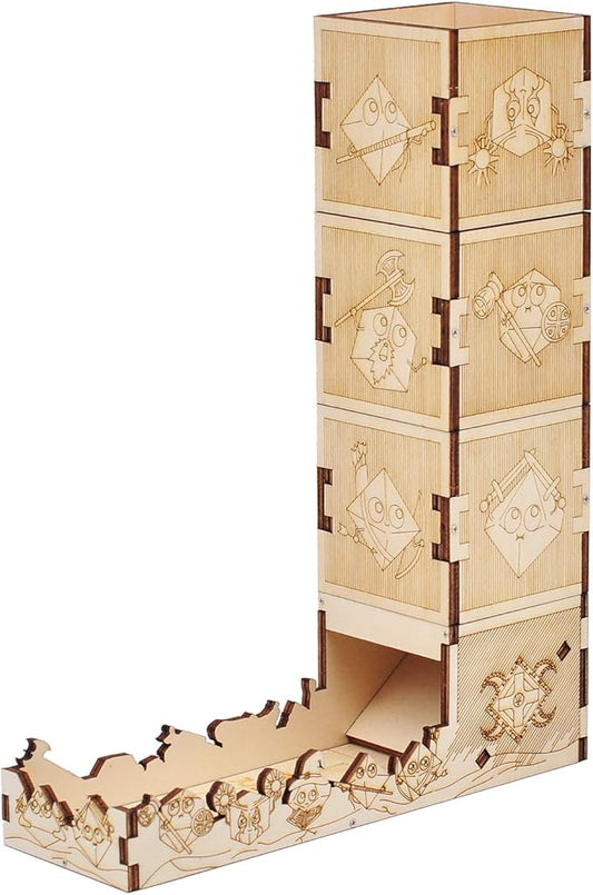 DND Modular Dice Tower Wood Laser Etched 12 Cute Classes Dice Roller Perfect for Board Game and Tabletop RPG (Modular)