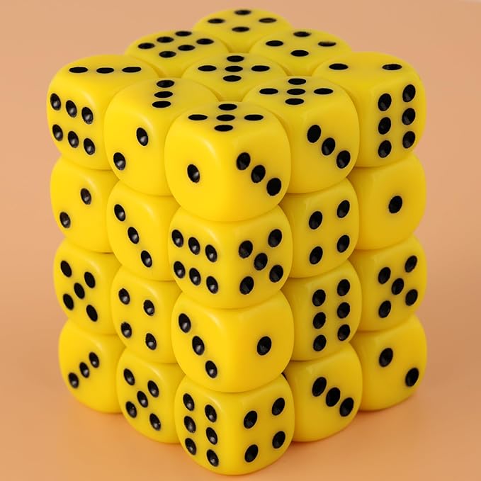 36 Pieces 12mm 6 Sided Mini Dice Set,D6 Game Dice Set,6 Sided Standard Game Dice for Board Games Dice Games Classroom Teaching Dices Game, with Portable Gaming Box(Yellow)