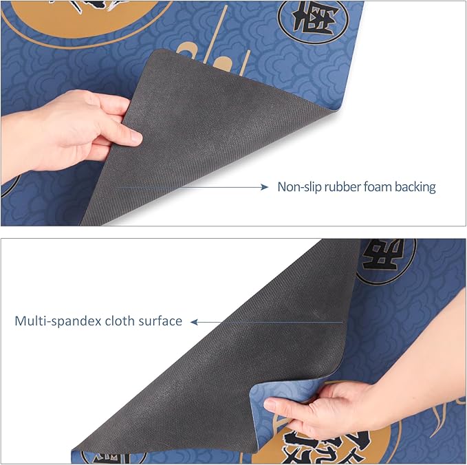 ZGME Mahjong Mat, Anti Slip & Noise Reduction Table Cover for Mahjong, Dominoes, Poker, Card, Tile and Board Games, Rubber Game Mat with Carrying Bag and 3 Dice (Blue, 31.5 x31.5 Inches)