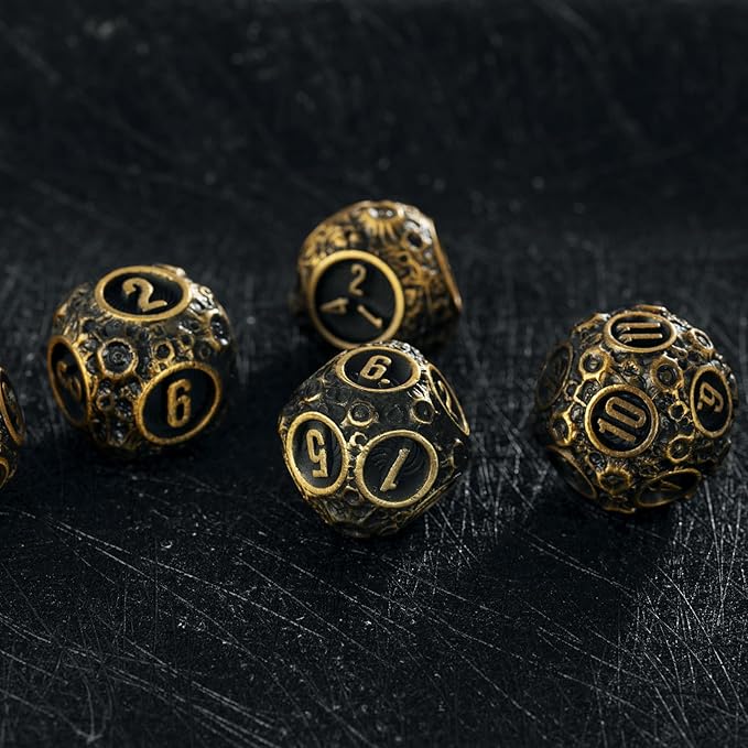DND dice Set Metal dice Role Playing Metal Polyhedral Dice Dungeons and Dragons Dice (Brass)