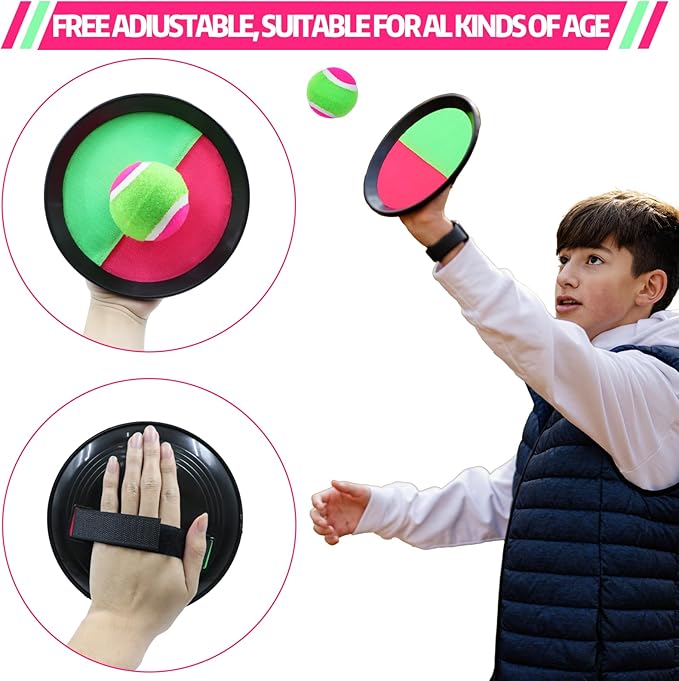Toss and Catch Game Set, 10 Paddles 5 Balls and 1 Storage Bag, Classic Outdoor Games, Beach Games, Yard Games Suitable for Family Teens Adults