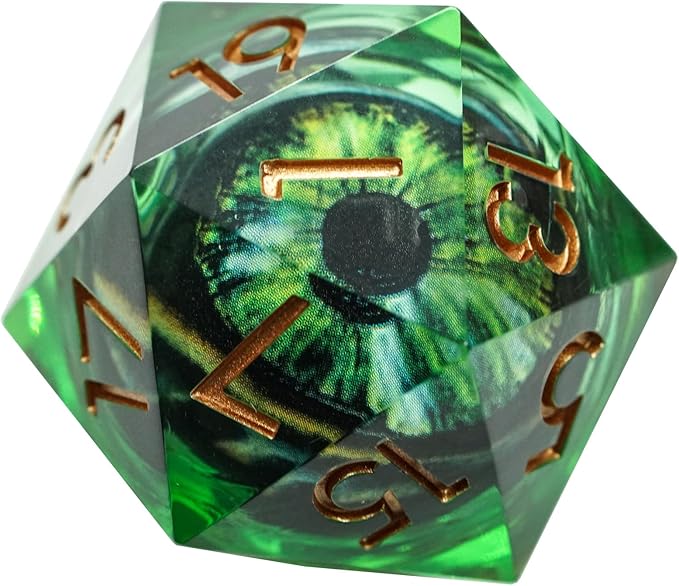 Dungeons and Dragons DND Dice D20, Moving Eyeball Liquid Core Dice Set D&D 33MM Oversized D20 Single Sharp Edge Resin dice with Gift Case, Polyhedral Dice for Role Playing Game