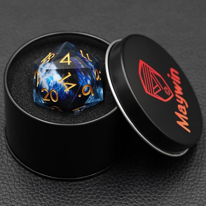 Dungeons and Dragons DND Dice D20, Moving Eyeball Liquid Core Dice Set D&D 33MM Oversized D20 Single Sharp Edge Resin dice with Gift Case, Polyhedral Dice for Role Playing Game