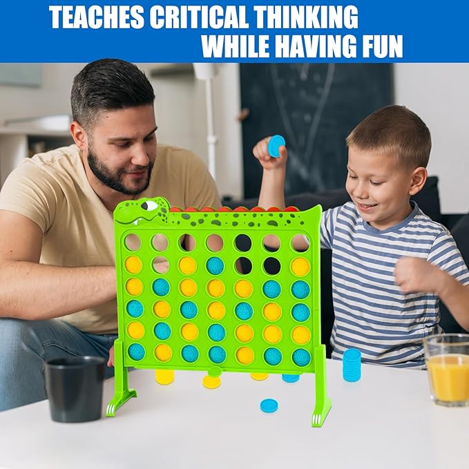 Aywewii 4 in a Row Dinosaur Connect Game with 14.5 x 14 inches Grid, Strategy Board Games for Kids | Travel Games for Boys and Girls | 4-to-Score Table Game Gifts for Ages 6+