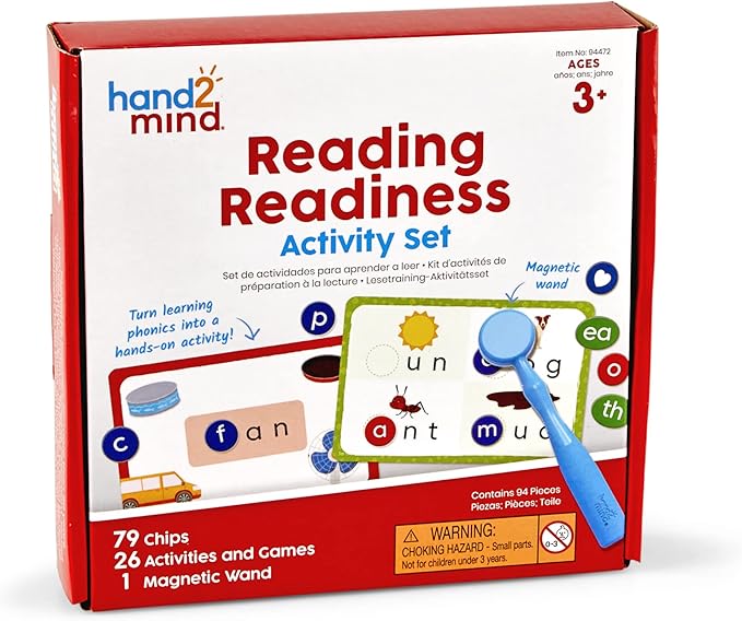 hand2mind Reading Readiness Activity Set, Magnetic Wands and Chip Set, Learn to Spell for Kids, Spelling Toys, CVC Words for Kindergarten, Learning Letters, Science of Reading Manipulatives