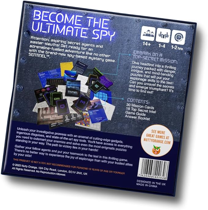 Spy Murder Mystery Puzzle Board Game. Unsolved Crime Case Files Investigation Detective Escape Room for Adults & Teens Date Nights or Solo - Sentinel