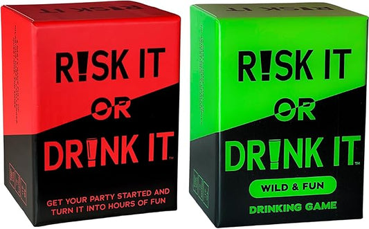 Risk IT OR Drink - Ultimate Party Bundle - Fun Drinking Games for Parties, Pregame, Game Night, College, Hilarious Dares & Questions for Party