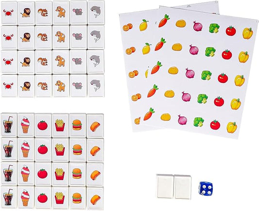GRACIAS Mahjong Block Set, 50 Plastic Tiles (1.18”) with DIY Stickers, Portable Mahjong Set with A Carry Bag, Mahjong Tile Game