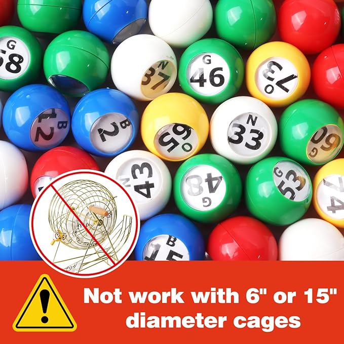 GSE Games & Sports Expert 7/8-Inch Bingo Balls, Multi-Color Replacement Bingo Game Balls with Easy Read Window for Parties, Prize Raffles