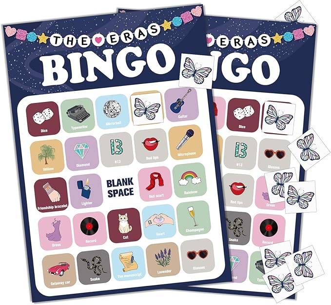 Music Party Bingo Games Singer Birthday Games Music Lovers Birthday Party Favors Guitar Bingo Cards 24 Players for Adults Fans Bachelorette Family Gathering Favors