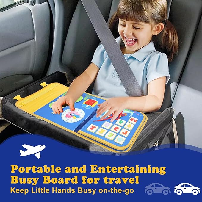18 in 1 Toddler Montessori Busy Board Preschool Learning Activities with Life Skill Logical Thinking Fine Motor Skills Busy Board for 2-6Year Old for Toddler Toys for Boys Girls Gifts, Blue