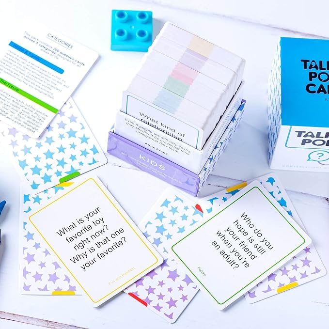 TALKING POINT CARDS Kids Family Bundle: 400 Thought Provoking Conversation Starters - 2 Packs: Kids + Family