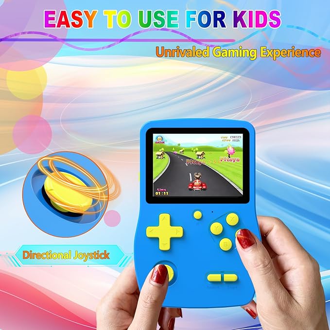 32 Bit Handheld Games for Kids,3.0'' IPS Screen and Built in 139 Video Games,Rechargeable Portable Electronic Gaming System Toys for Ages 4-14,Boys Girls Xmas Birthday Gift (Blue)