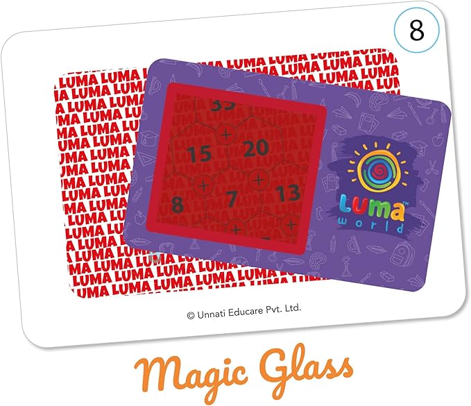 Luma World Captain Torto Educational Game-Based Math Flashcards with a Fun Magic Glass to View Hidden Numbers for Ages 8+ Years to Learn Grade 3 Numbers and Operations, Set of 50 Cards