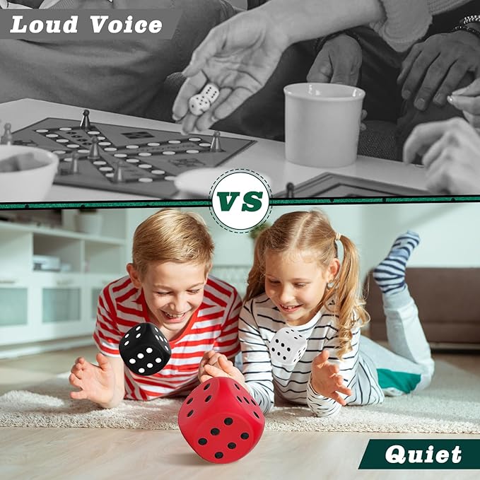 3 PCS Jumbo Foam Dice, Large Stress Relief Big Dice, Soft Squeeze Squishy Giant 6 Sided Dot Cube for Family Game Classroom Educational Party Favors, Assorted Size 2.36", 3.94", 5.91"