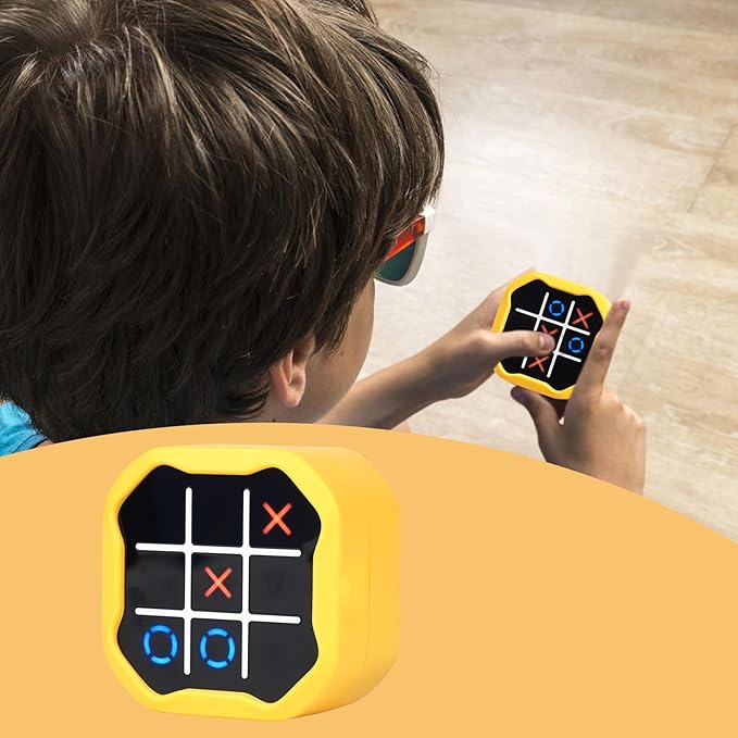 YouKnow Silicone Case Compatible with GiiKER Tic Tac Toe Bolt Game 3-in-1 Handheld Puzzle Game Console, Fidget Toys Board Games Cover for Kids and Adults (Case Only) (Yellow)