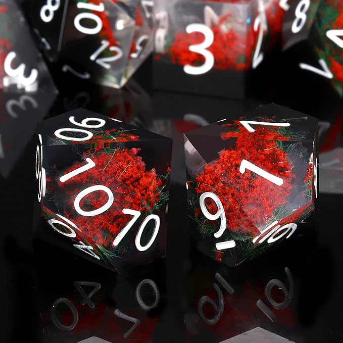 Haxtec DND Dice Set Sharp Edge Resin Dice Set with Dice Case, Flower D and D Dice, Polyhedral D&D Dice Set for Dungeons and Dragons TTRPGs DND Gift