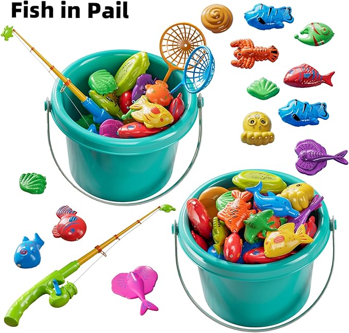 TEMI Magnet Fishing Game for Kids Ages 4-8, Indoor & Outdoor Water Toys, Summer Gifts for Boys & Girls
