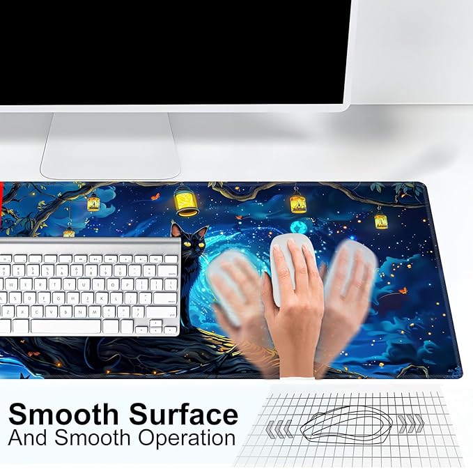 for MTG Playmat for Trading Card Games, Non-Slip Rubber Smooth Surface with Stitched Edges, Durable Desk Pad for Card Games, Custom Playmat Anime Playmat, A Mysterious and Stealthy Feline