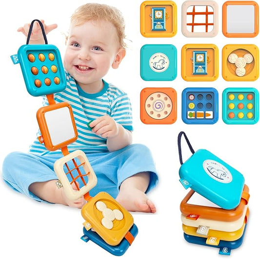 weirtoya Baby Busy Board for 1 Year Old, Montessori Toys for 1 Year Old Toddler Toys Travel Activities Busy Cube Gifts for Baby Boy Girl My First Montessori Busy Board