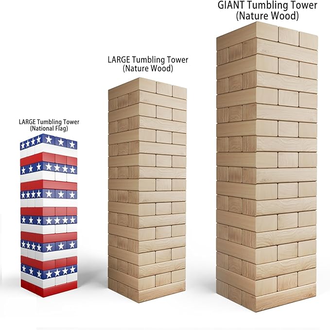 Nattork Giant Tumbling Tower (Stack from 2.16Ft to 5+ Ft), Wood Stacking Giant Blocks Game| Made from Premium Pine Wood| Ideal for Family, 54PCS