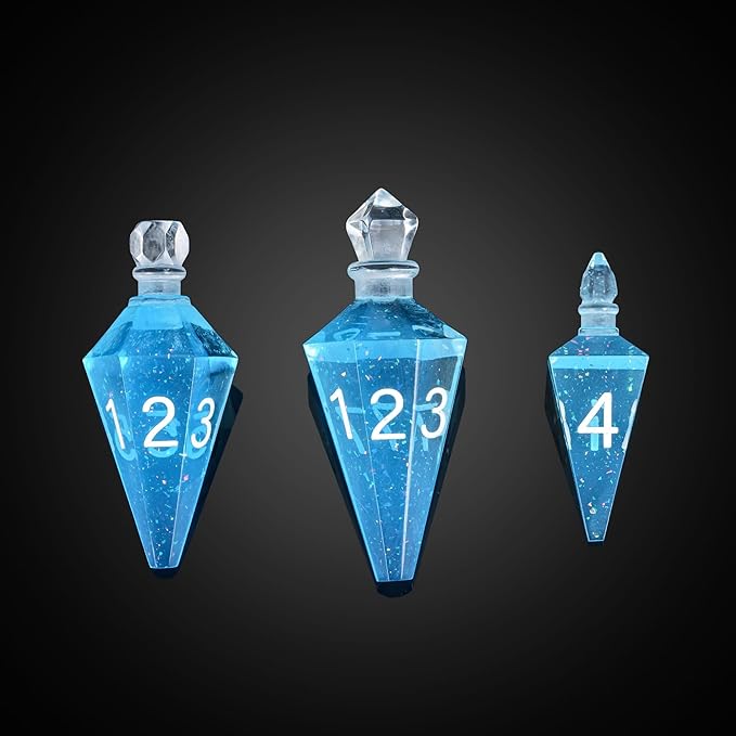 7PCS Potion DND Dice Set,Transparent Sharp Edge Die Set D&D RPG Polyhedral Die,for Dungeons & Dragons, Pathfinder, and TTRPG Roleplaying Games (Blue)