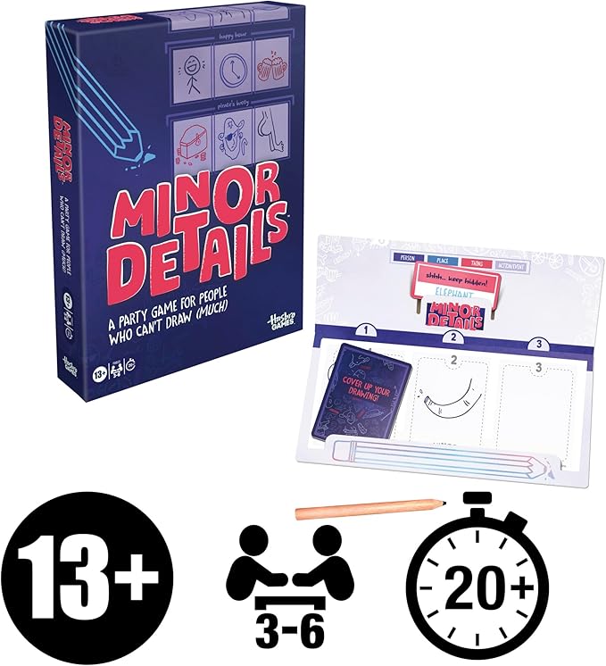 Minor Details Board Game | A Party Game for People Who Can’t Draw (Much) | Ages 13+| 3-6 Players | 20 Mins. | Fun Drawing Games for Adults and Teens