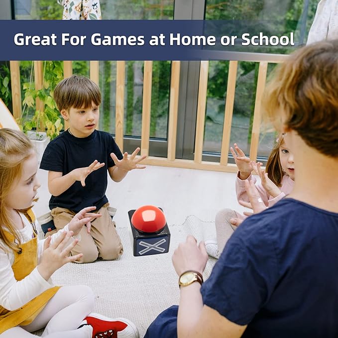 Game Answer Buzzer 2 Pcs, Game Buzzer Alarm Sound Play Button with Light Trivia Quiz Got Talent Buzzer Toys for Kids Adult