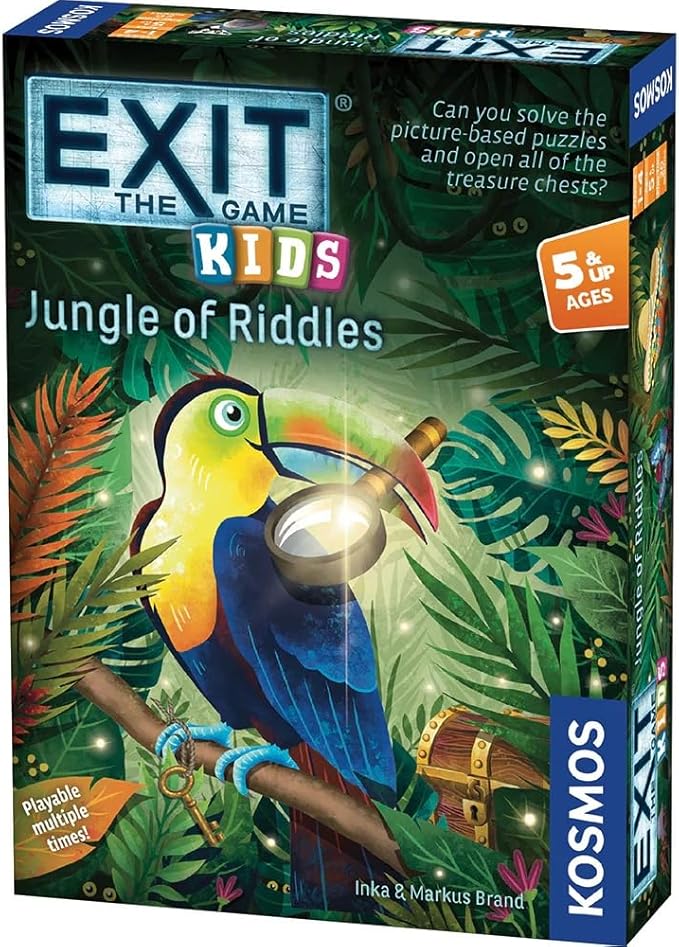 Thames & Kosmos Exit: The Game Kids Bundle - Riddles in Monsterville and Jungle of Riddles with Exclusive Drawstring Bag