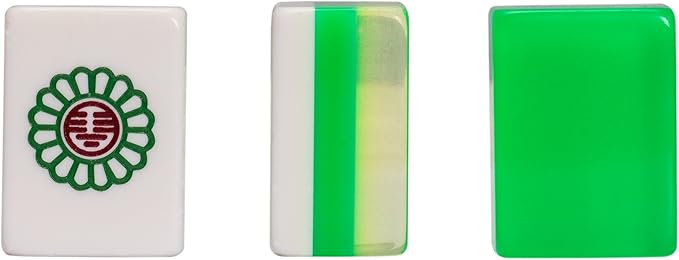 Yellow Mountain Imports Classic Chinese Mahjong Game Set, Emerald with 148 Medium-Size Translucent Green Tiles and Wooden Case