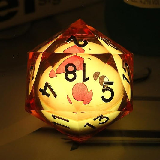 D20 55mm Dice,DNDND LED 20 Sided Resin Dice with Gift Velvet Pouch for Dungeons and Dragons and Table Game(Cartoon)