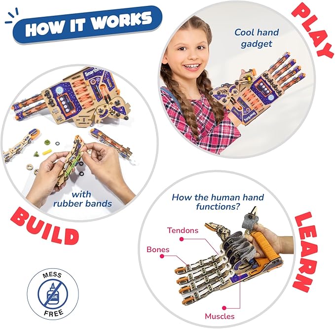 Smartivity DIY Robotic Mechanical Hand STEM Toy for Kids 8-9-10-11-12-13-14 Years Old | 2024 Parents Choice Award Winner I Birthday Gift for Boys & Girls | Engineering Kit for 8-14 Years Old