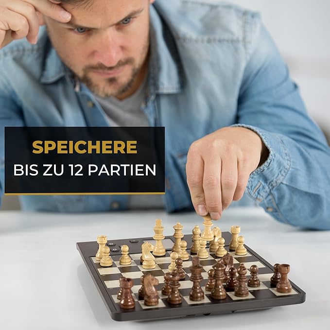 Millennium Electronic Chess Board - ChessGenius Pro Wood Edition - Beginner to Advanced - Interactive Strategy & Learning - Handcrafted Wood Pieces - AI Chess Board - User Friendly - LCD Display