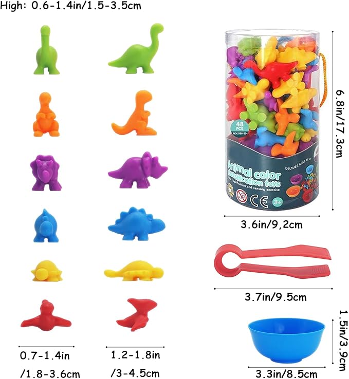 ABCaptain Counting Dinosaurs Toy Matching Sorting Game, Color Classification and Sensory Training Educational Learning Toys Set Gift for Toddlers