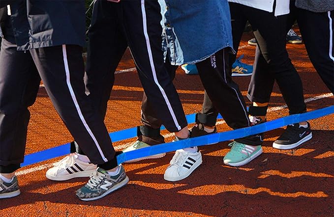 20 Pcs 5 Legged Race Band, Outdoor Party Group Game for Kid Adult, Cooperative Team Race for Birthday Party, Relay Race, Field Day, Team-Building, Backyard Activity Game with Carrying Pouch