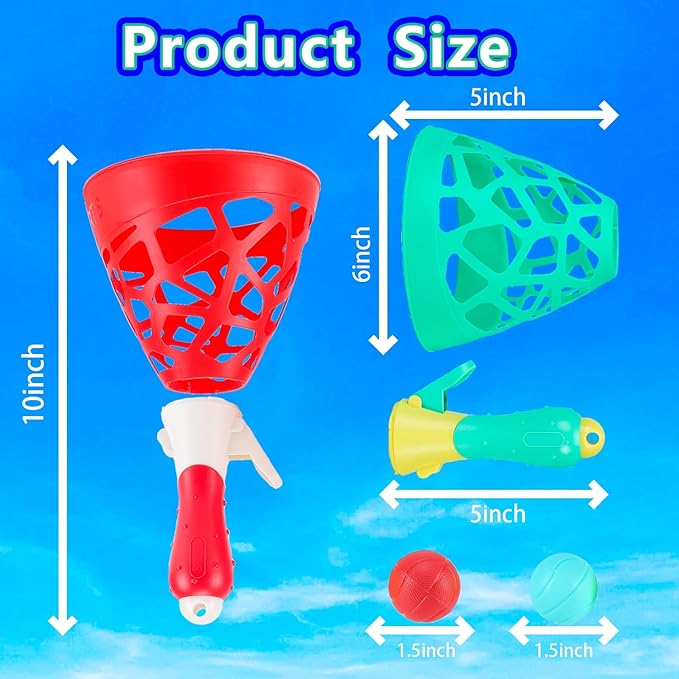 Outdoor Indoor Games Activities for Kids, Pop and Catch Ball Family Games with 2 Launcher Baskets and 10 Balls, Basket Stuffers Birthday Party Gifts Toys for Kids Ages 3 4 5 6 7 8 12+ Years Old