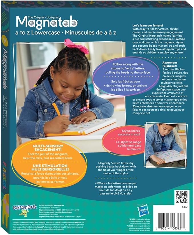 Playskool Magnatab — a to z Lowercase — Magnetic Board Toy Letter Tracing for Toddlers Learning and Sensory Drawing — for Kids Ages 3 and Up