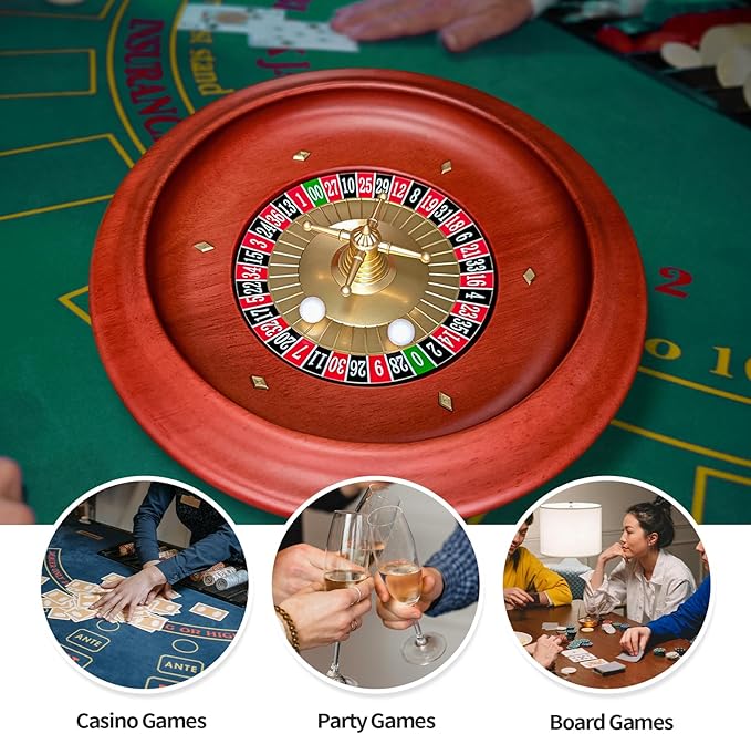 Russian Wooden Roulette Game,11Inch Roulette Wheel Set, Casino Gaming Table, Roulette Game