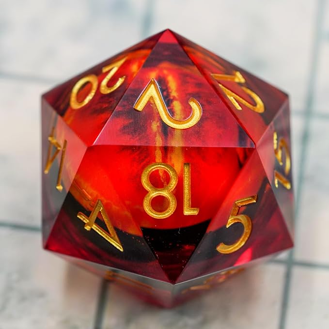 Dungeons and Dragons DND Dice D20, Moving Eyeball Liquid Core Dice Set D&D 33MM Oversized D20 Single Sharp Edge Resin dice with Gift Case, Polyhedral Dice for Role Playing Game