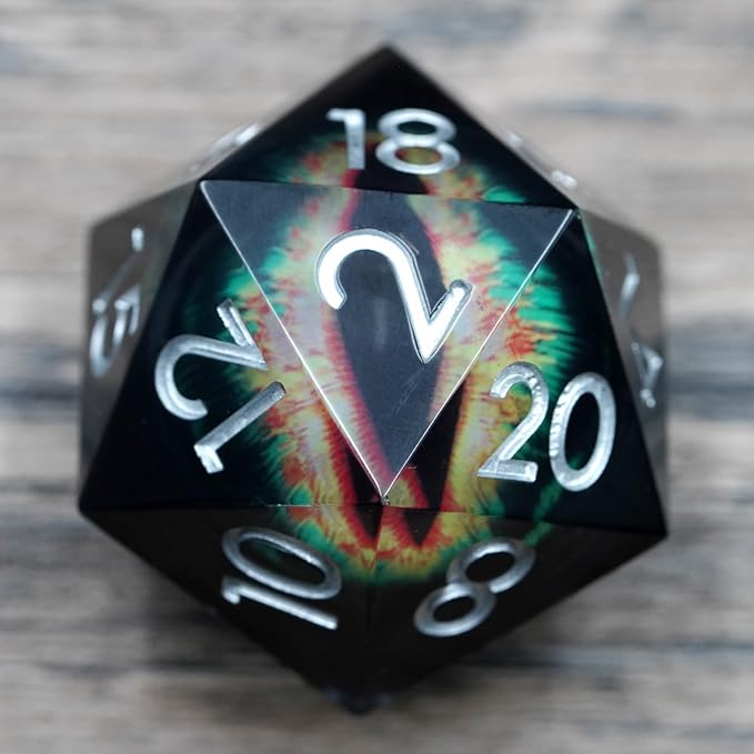 Dungeons and Dragons DND Dice D20, Moving Eyeball Liquid Core Dice Set D&D 33MM Oversized D20 Single Sharp Edge Resin dice with Gift Case, Polyhedral Dice for Role Playing Game