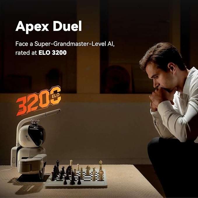 AI Chess Robot with Robotic Arm Electronic Computer Chess Board– 25 AI Levels, 1200+ Exercises, Endgame Trainer, Classic Game Replay