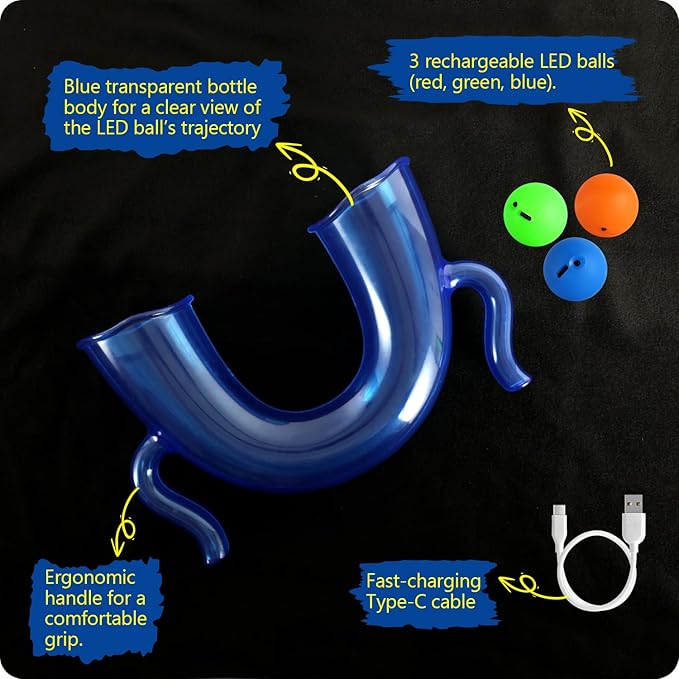 LED Light-Up Juggling Ball Game – Active Sports Challenge Toy for Kids, Boosts Hand-Eye Coordination – Rechargeable Glow Balls, Gift for Boys 8-12