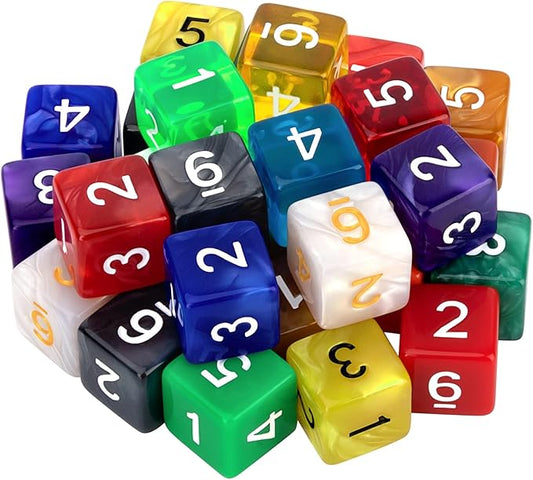 30 Pieces 6 Sided Polyhedral Dice Set 22 Colors 6 Sides Dice Assortment for Dungeons and Dragons RPG MTG Table Games Come with 1 Velvet Storage Bag