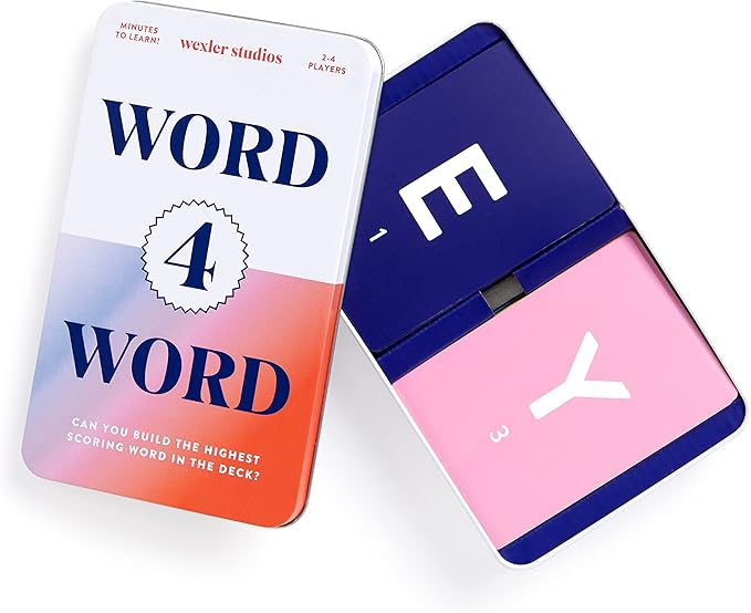 Galison Wexler Studios Word 4 Word – Fun Spelling Card Game for Adults and Kids Perfect for Travel and Family Game Night, 2-4 Players