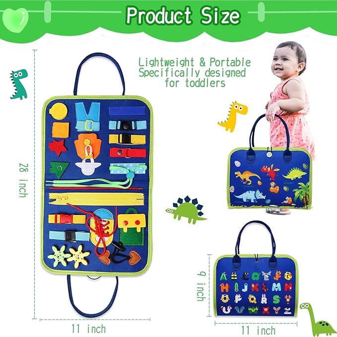 Toddler Busy Board Montessori Busy Board for 1 2 3 4 Year Old, Educational Activities Developing Preschool Learning, Sensory Board Fine Motor Skills, Travel Toys for Car Plane