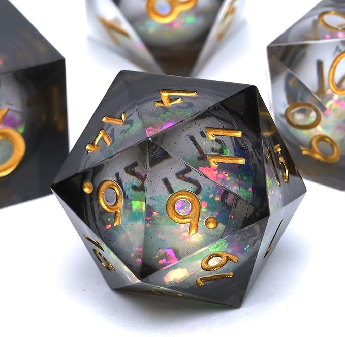Liquid Core Quicksand Resin DND Dice, Sharp Edge Dungeons and Dragons Polyhedron Game Dice Set for Role Playing Games RPG Explorer Magic, Holiday Birthday Gifts Party Favors